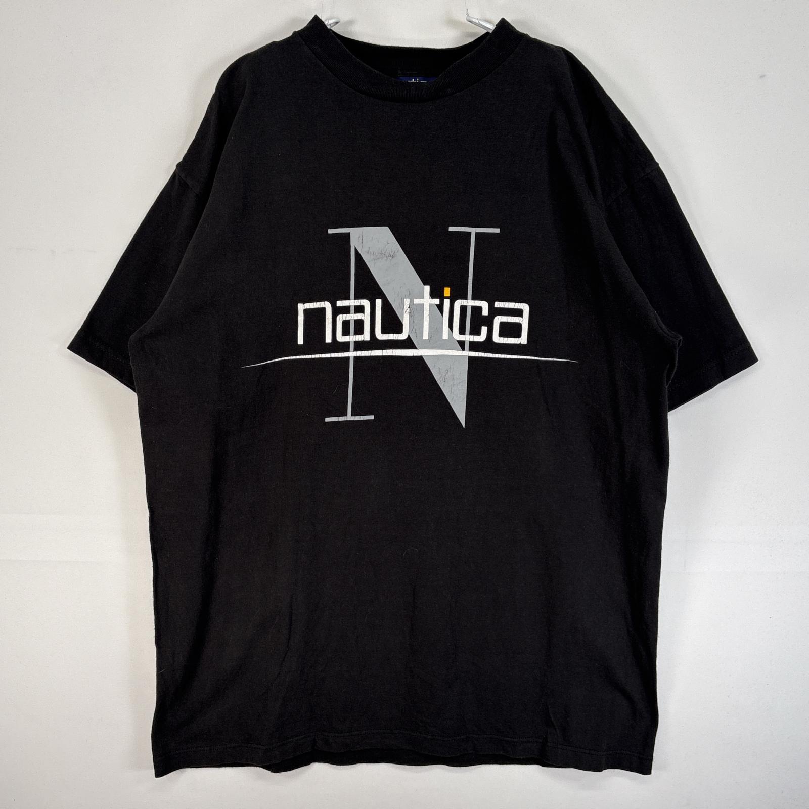 古着 90's/90年代 ノーティカ NAUTICA 半袖Tシャツ 肉厚 USA製 プリント ロゴ S ブラック メンズ 【中古】