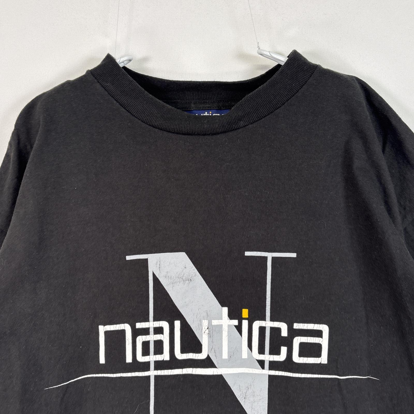 古着 90's/90年代 ノーティカ NAUTICA 半袖Tシャツ 肉厚 USA製 プリント ロゴ S ブラック メンズ 【中古】