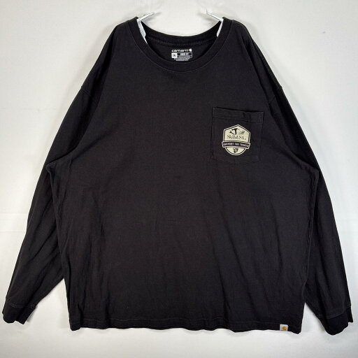 古着 カーハート Carhartt 長袖Tシャツ 両面プリント 大きいサイズ 肉厚 胸ポケ 2XL ブラック メンズ 【中古】 古着 カーハート Carhartt 長袖Tシャツ 両面プリント 大きいサイズ 肉厚 胸ポケ 2XL ブラック メンズ 【中古】