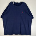 古着 90's/90年代 ポロバイラルフローレン Polo by Ralph Lauren 半袖Tシャツ ロゴ 刺繍 大きいサイズ クルーネック XXL ネイビー 無地 メンズ 【中古】(4)