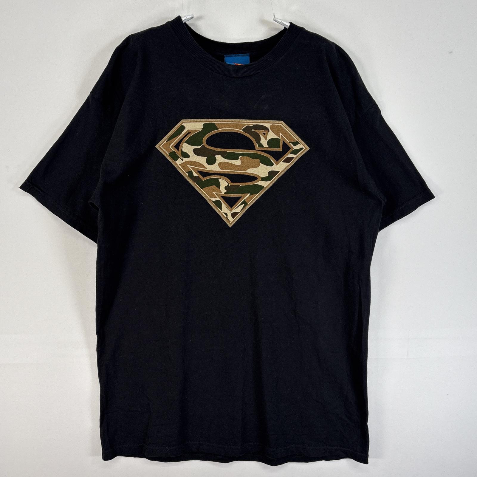 古着 00’s/00年代 スーパーマン 半袖Tシャツ 迷彩 プリント DCコミックス M ブラック メンズ 【中古】