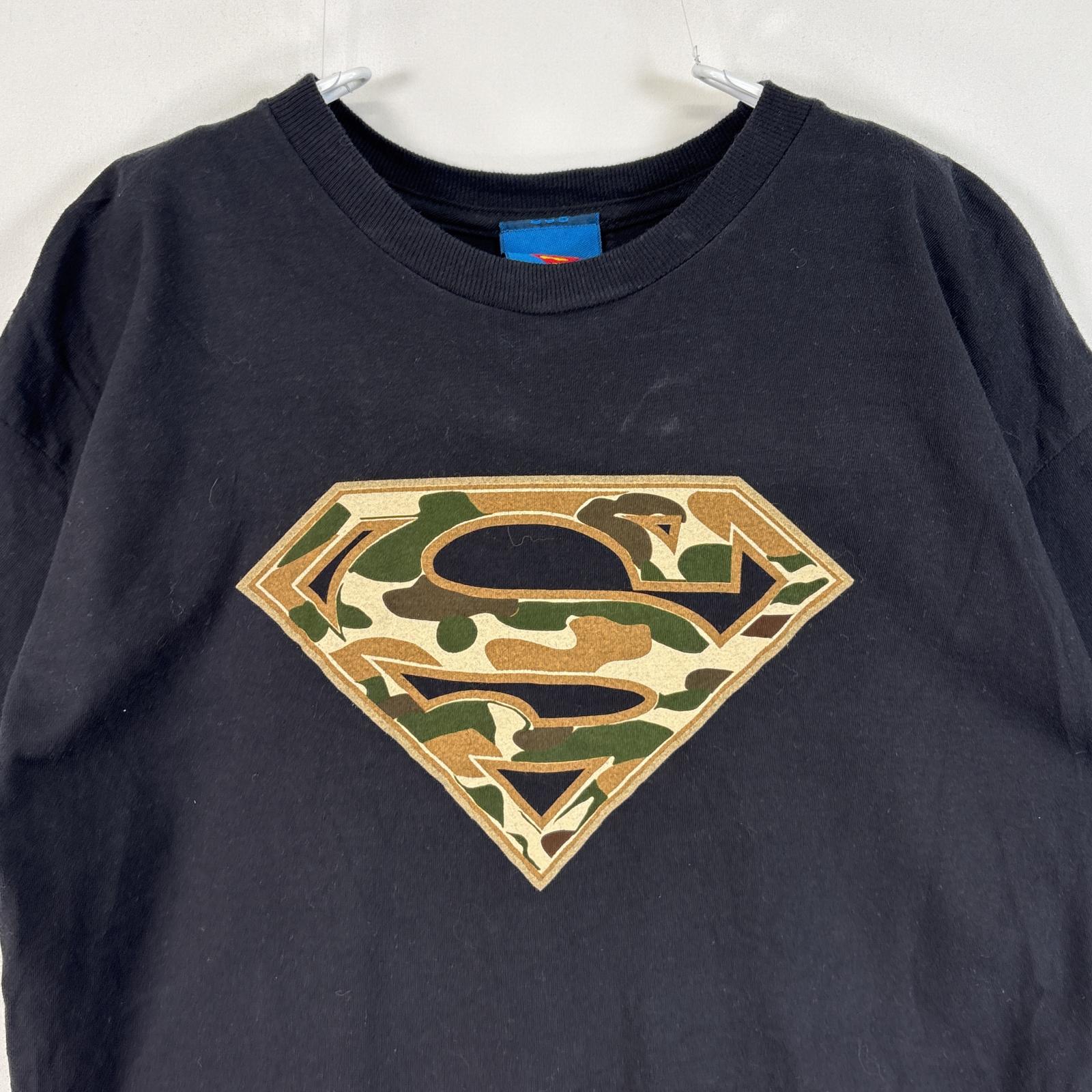 古着 00’s/00年代 スーパーマン 半袖Tシャツ 迷彩 プリント DCコミックス M ブラック メンズ 【中古】