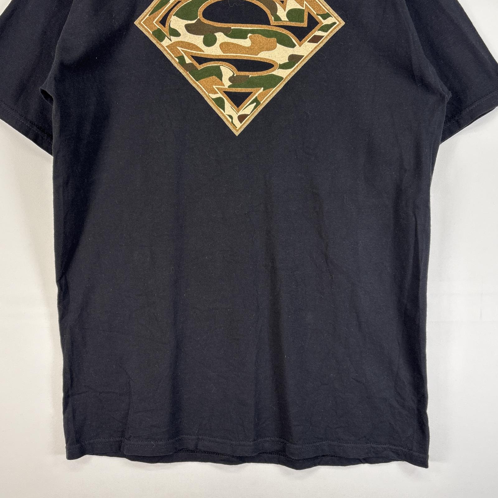 古着 00’s/00年代 スーパーマン 半袖Tシャツ 迷彩 プリント DCコミックス M ブラック メンズ 【中古】