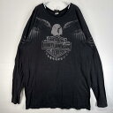 古着 00’s/00年代 ハーレーダビッドソン HARLEY DAVIDSON 長袖Tシャツ 大きいサイズ 両面プリント USA製 2XL ブラック メンズ 【中古】