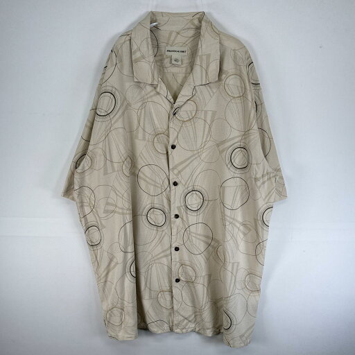 古着 PRONTO UOMO 半袖シャツ アロハ シルク 大きいサイズ オープンカラー XXL ベージュ系 総柄 メンズ 【中古】 古着 PRONTO UOMO 半袖シャツ アロハ シルク 大きいサイズ オープンカラー XXL ベージュ系 総柄 メンズ 【中古】