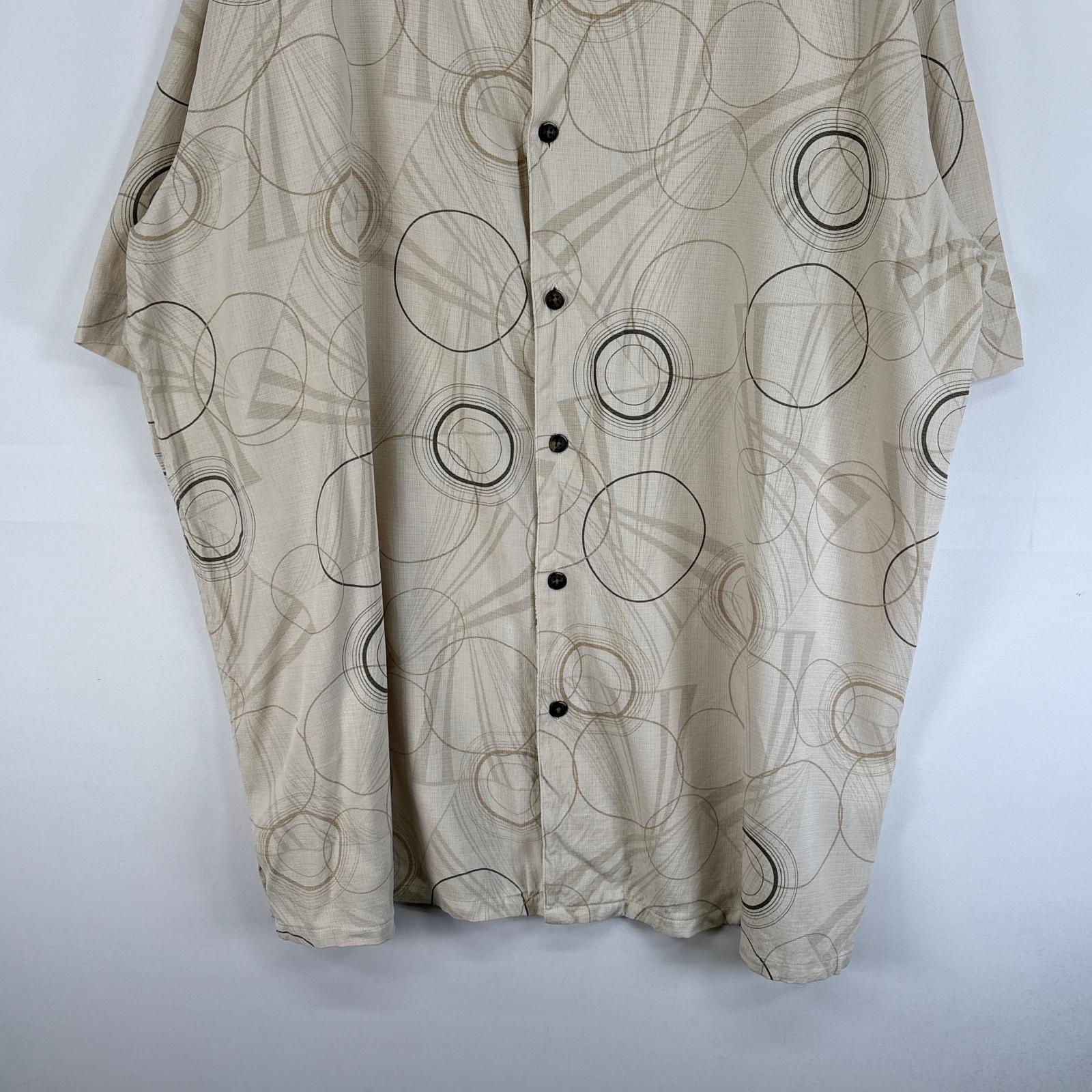 古着 PRONTO UOMO 半袖シャツ アロハ シルク 大きいサイズ オープンカラー XXL ベージュ系 総柄 メンズ 【中古】