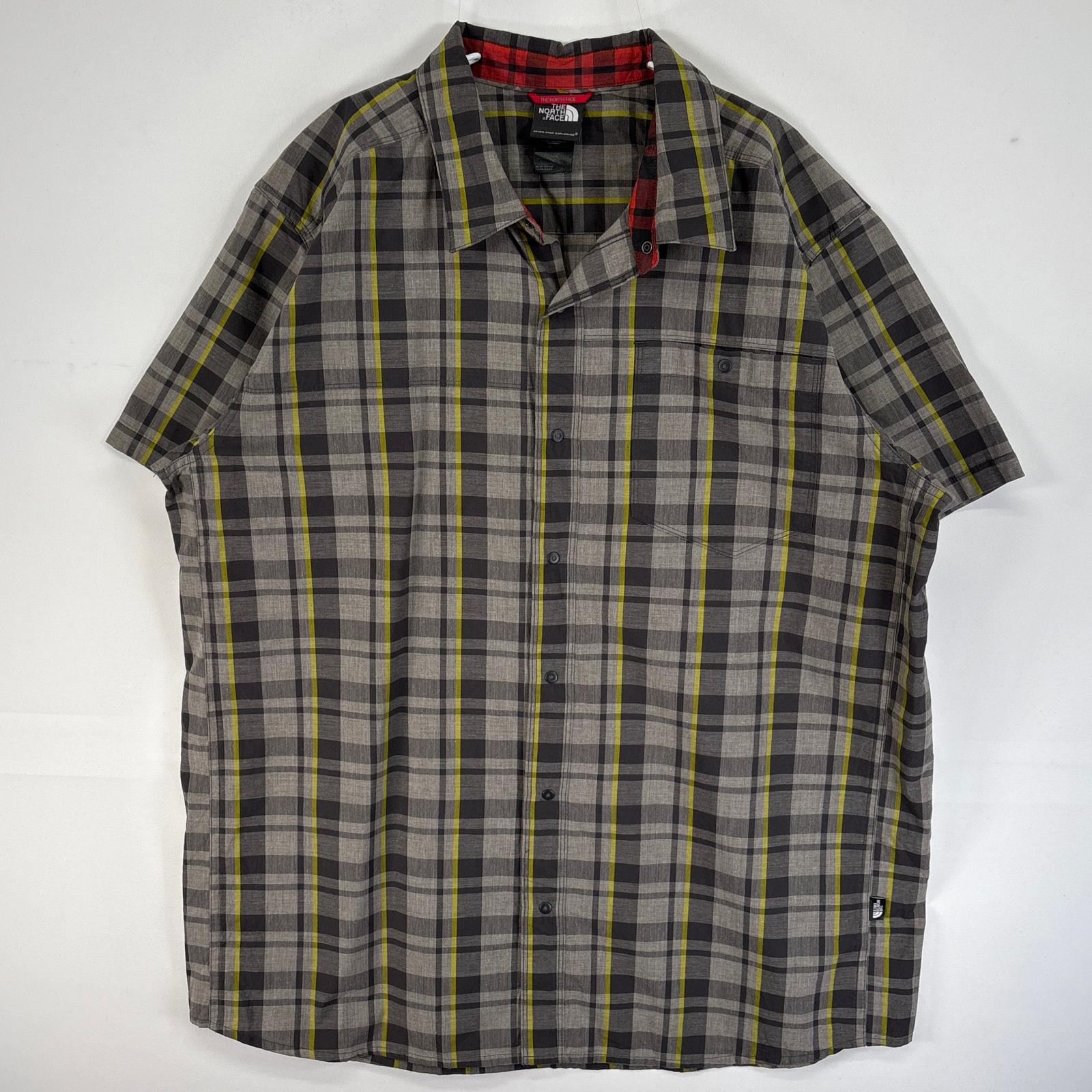 古着 ザ・ノースフェイス THE NORTH FACE 半袖シャツ ワンポイント ロゴ チェック スナップボタン XL グレー系 マルチカラー メンズ 【中古】