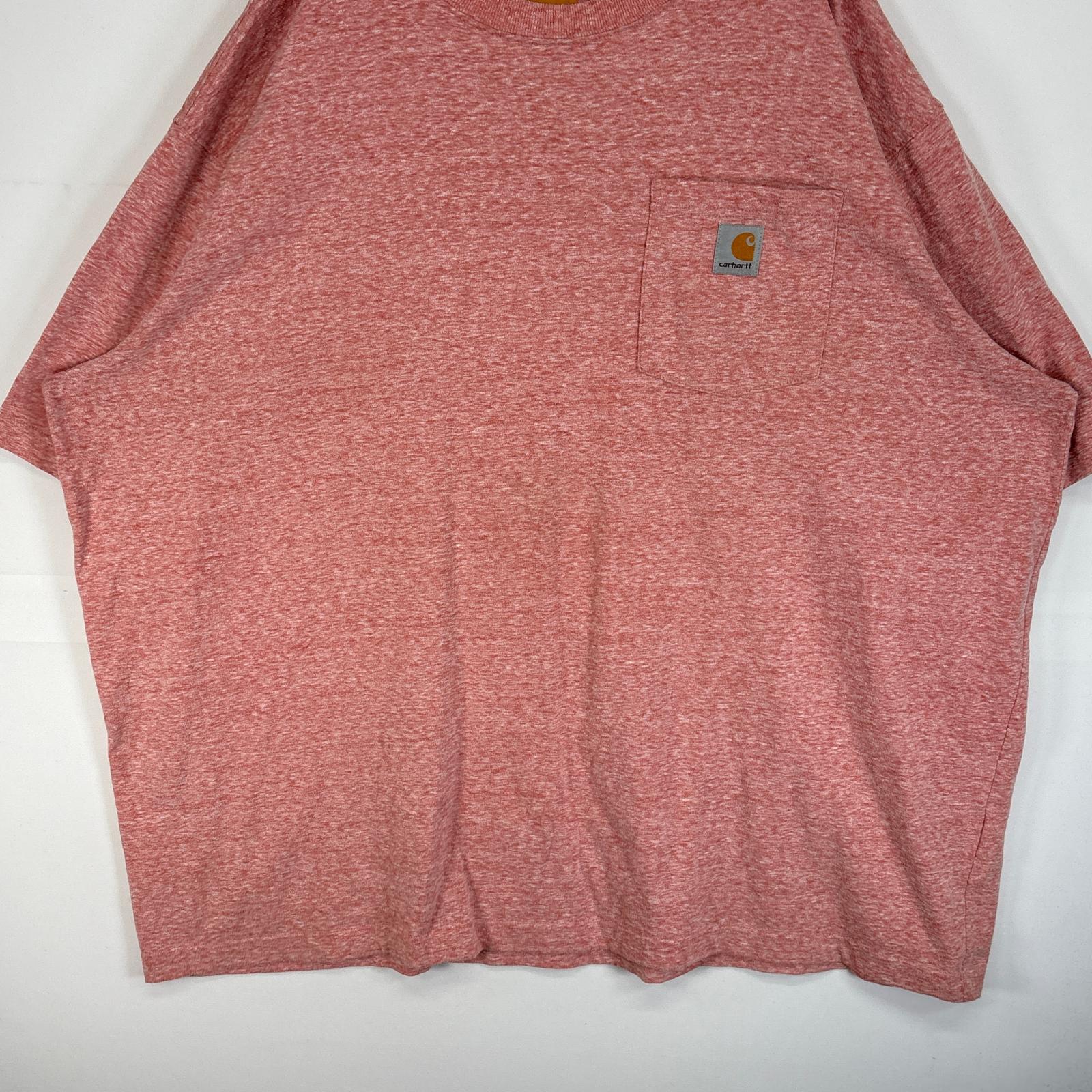 古着 カーハート Carhartt 半袖Tシャツ ワンポイント ロゴ 大きいサイズ 肉厚 クルーネック 2XL ピンク系 無地 メンズ 【中古】