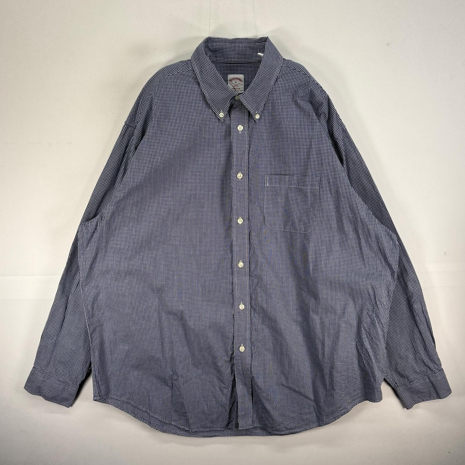 Rakuten - 古着 ブルックスブラザーズ Brooks Brothers 長袖シャツ ボタンダウン MADISON 胸ポケ XL ネイビー系 チェック メンズ 【中古】