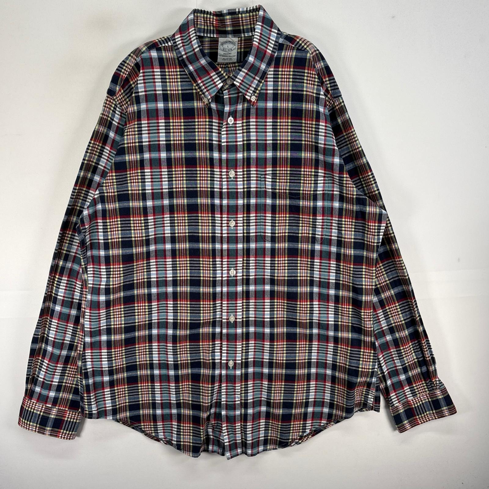 Rakuten - 古着 ブルックスブラザーズ Brooks Brothers 長袖シャツ チェック 胸ポケ REGENT L ネイビー系 マルチカラー メンズ 【中古】