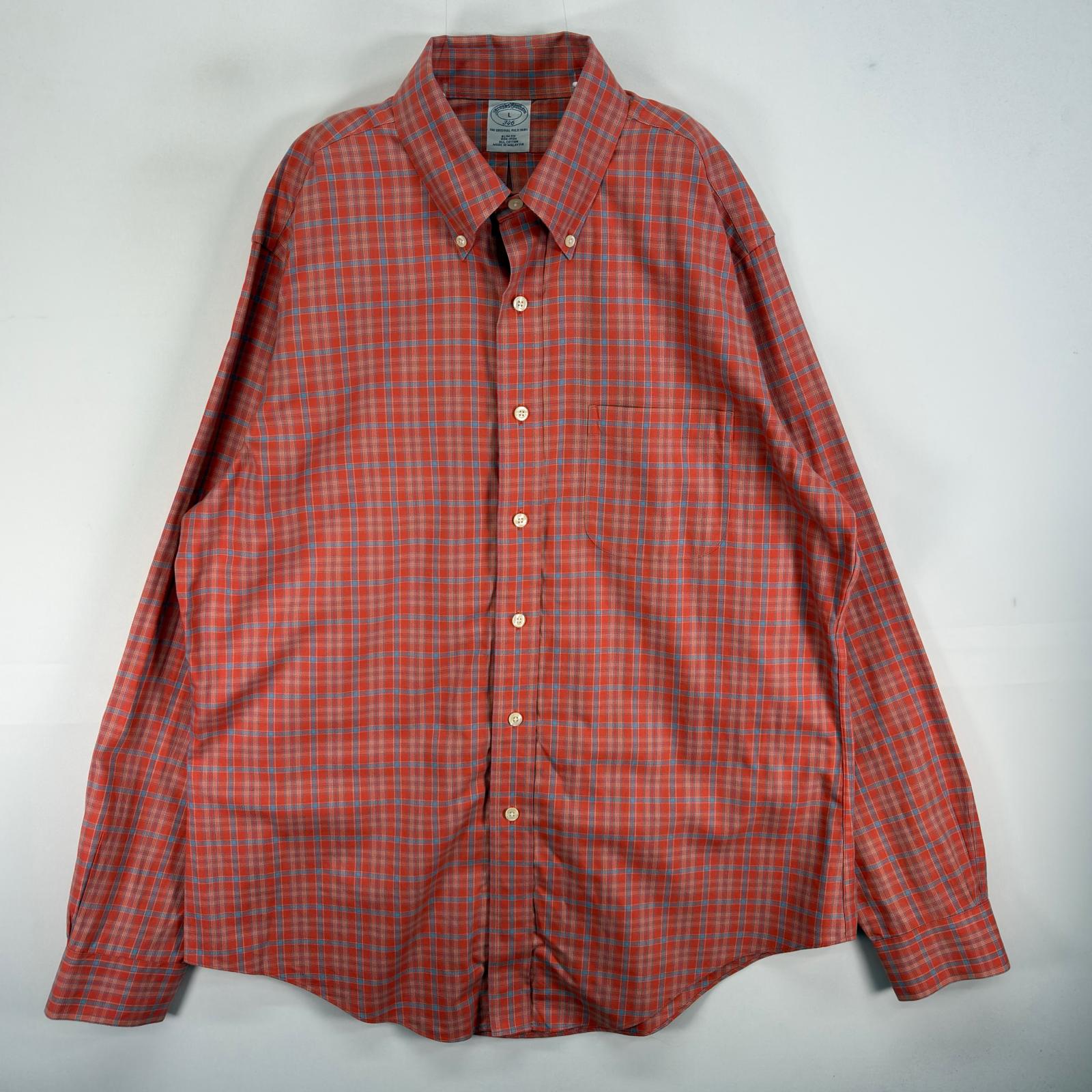 Rakuten - 古着 ブルックスブラザーズ Brooks Brothers 長袖シャツ チェック 胸ポケ 346 L オレンジ系 マルチカラー メンズ 【中古】