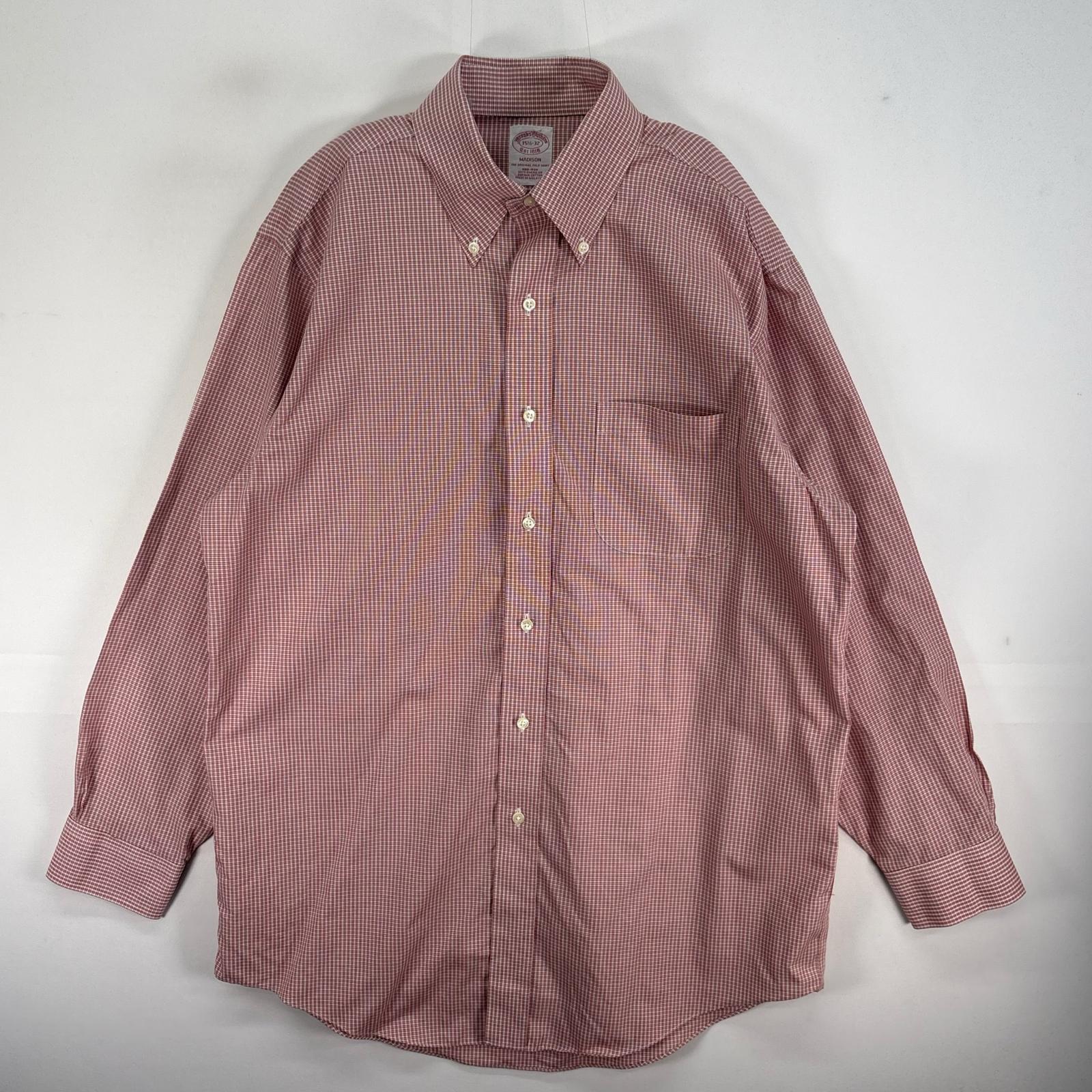 Rakuten - 古着 ブルックスブラザーズ Brooks Brothers 長袖シャツ 胸ポケ MADISON ボタンダウン M レッド系 チェック メンズ 【中古】