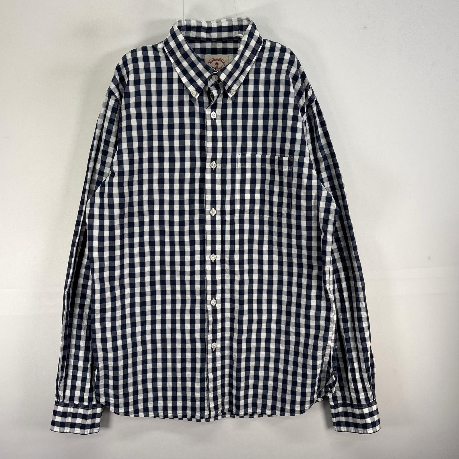 乐天商城 - 古着 ブルックスブラザーズ Brooks Brothers 長袖シャツ RED FLEECE ボタンダウン 胸ポケ M ネイビー系 チェック メンズ 【中古】