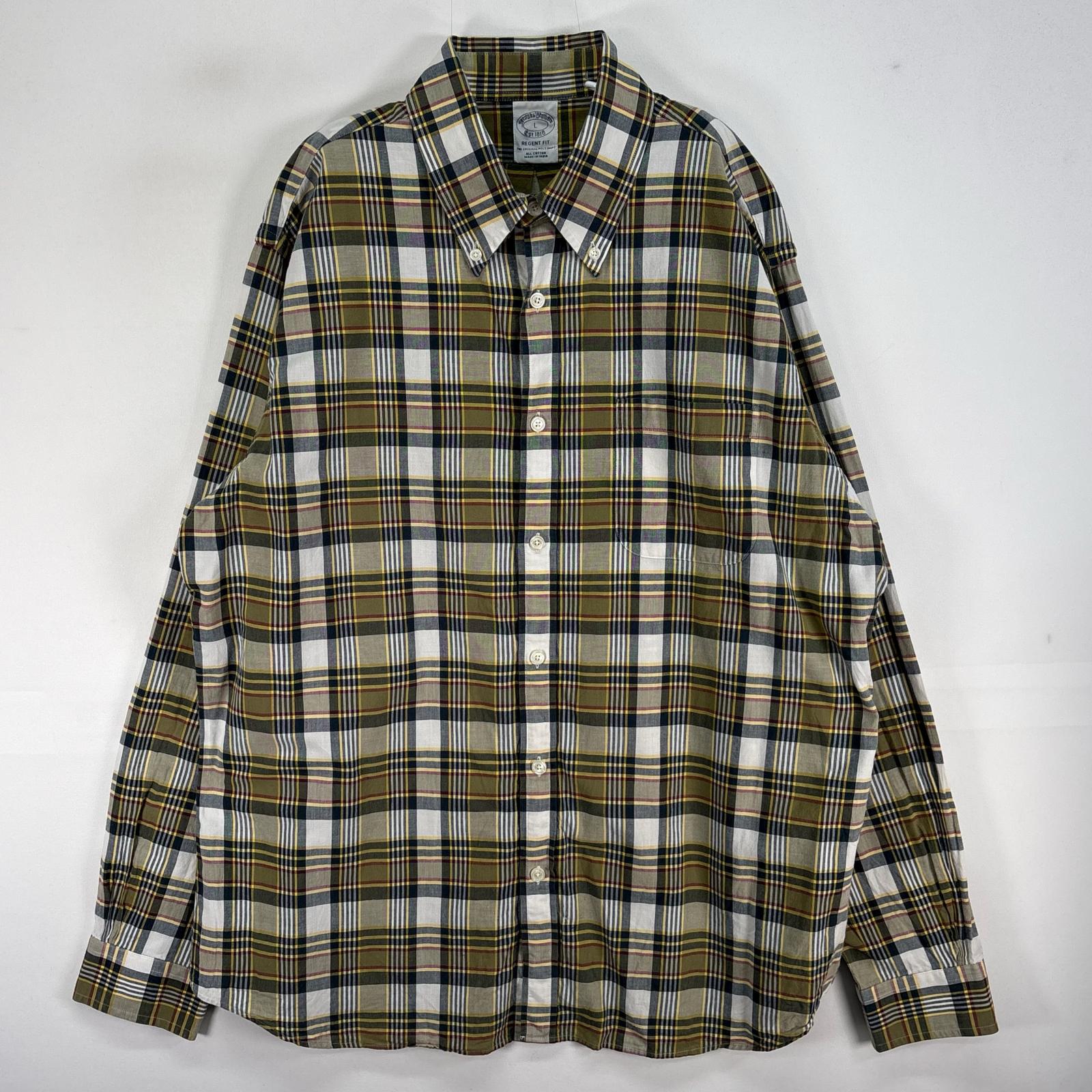 乐天商城 - 古着 ブルックスブラザーズ Brooks Brothers 長袖シャツ チェック REGENT FIT 胸ポケ L グリーン系 マルチカラー メンズ 【中古】