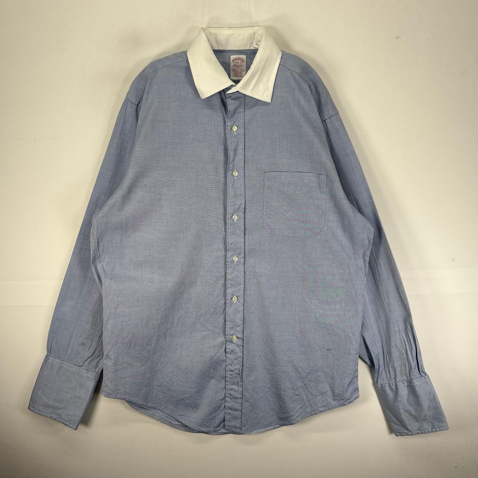 Rakuten - 古着 ブルックスブラザーズ Brooks Brothers 長袖シャツ Makers カフス M ブルー系 無地 メンズ 【中古】