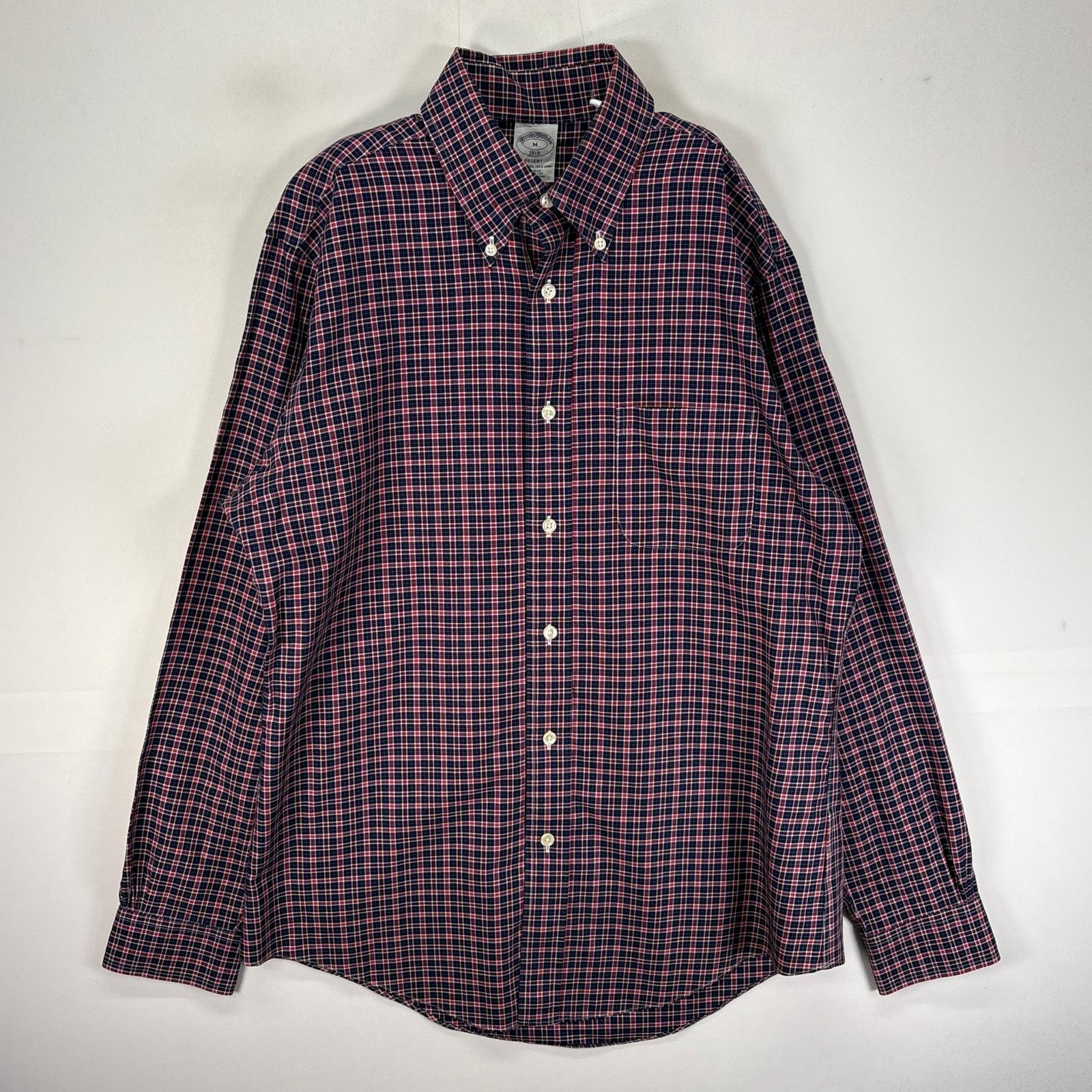 Rakuten - 古着 ブルックスブラザーズ Brooks Brothers 長袖シャツ ボタンダウン 胸ポケット M ネイビー系 チェック メンズ 【中古】