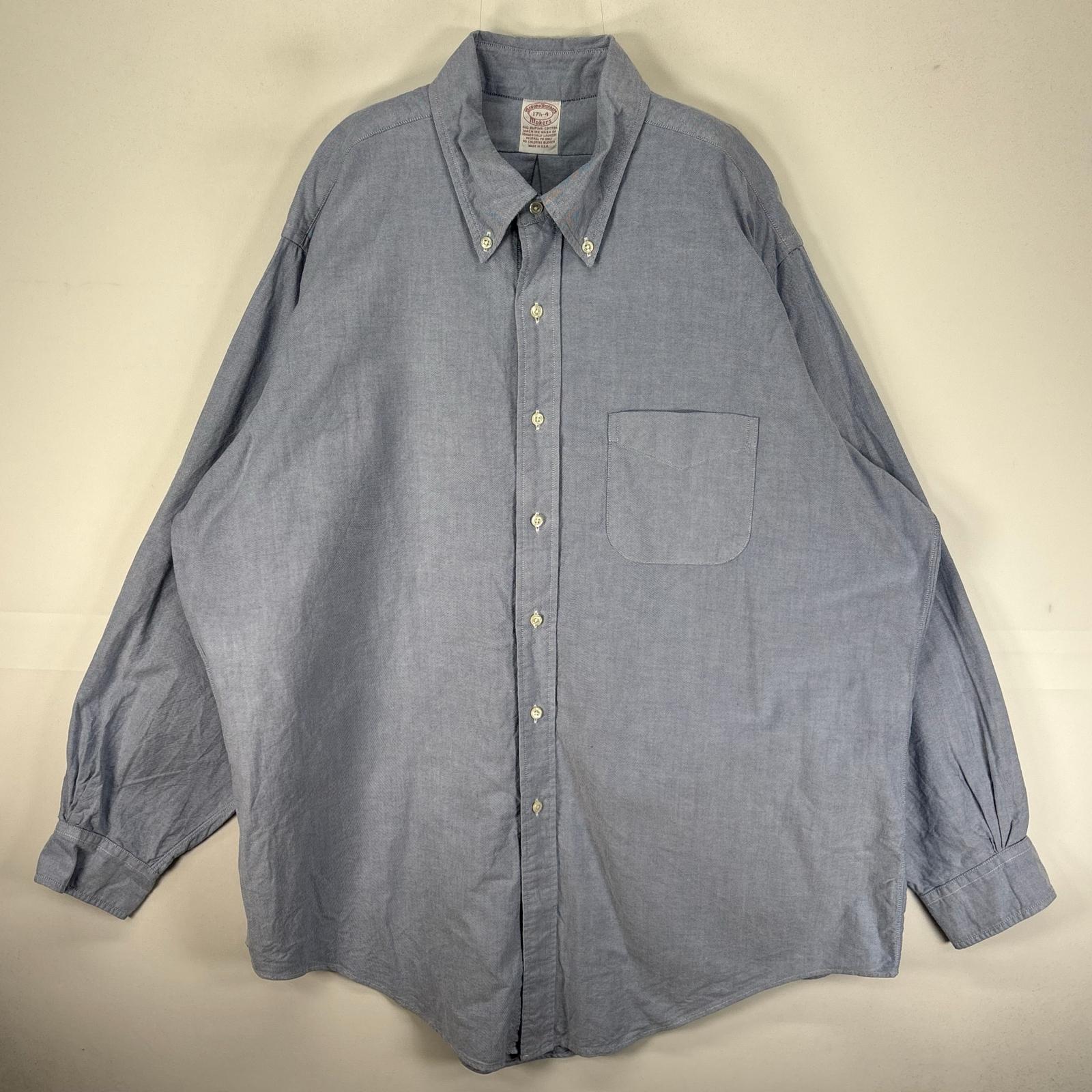 Rakuten - 古着 90's/90年代 ヴィンテージ ブルックスブラザーズ Brooks Brothers 長袖シャツ ボタンダウン Makers XL ブルー系 無地 メンズ 【中古】