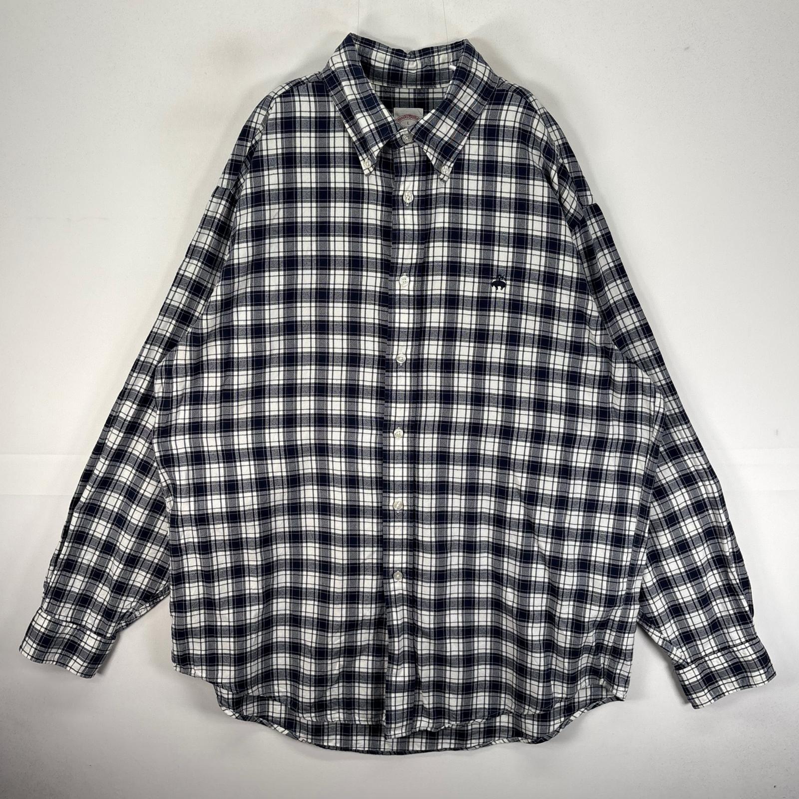 乐天商城 - 古着 ブルックスブラザーズ Brooks Brothers 長袖シャツ ボタンダウン MADISON L ネイビー系 チェック メンズ 【中古】