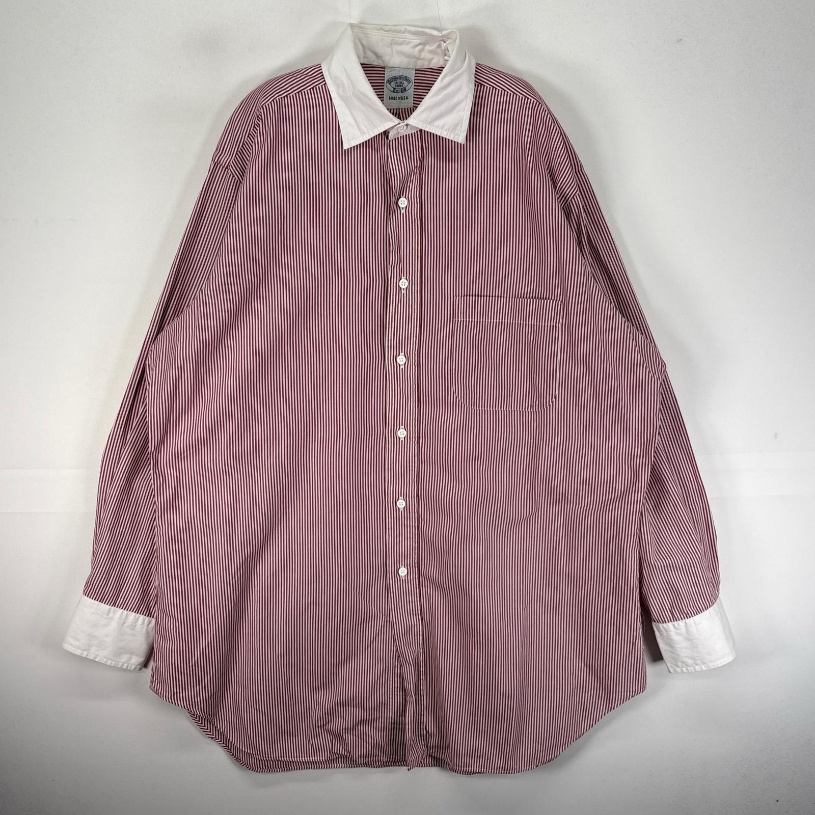 乐天商城 - 古着 ブルックスブラザーズ Brooks Brothers 長袖シャツ USA製 レッド系 ストライプ メンズ 【中古】