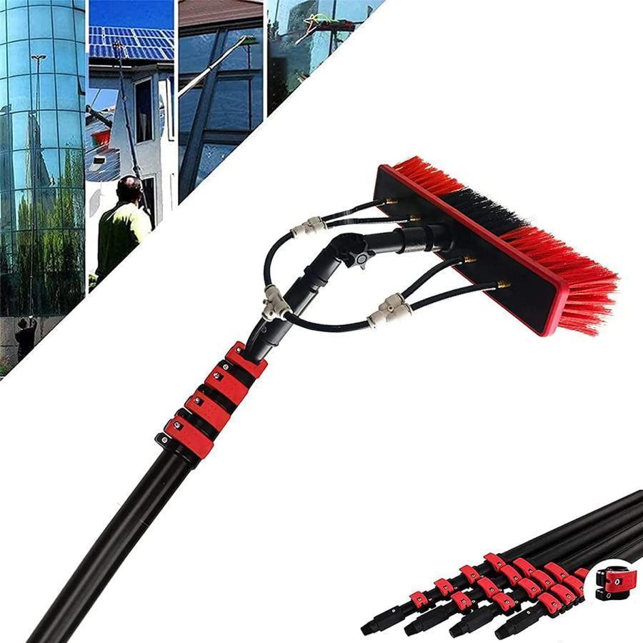 太陽光発電パネル 洗浄 ブラシ 外壁高所ブラシ 伸縮ポール付き スクイージー付き 外壁洗浄ブラシ 高所..