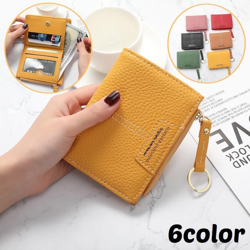 二つ折り財布 ミニ財布 レディース 小銭入れ お札入れ カード コイン レザー調 コンパクト 小さい ボタ..