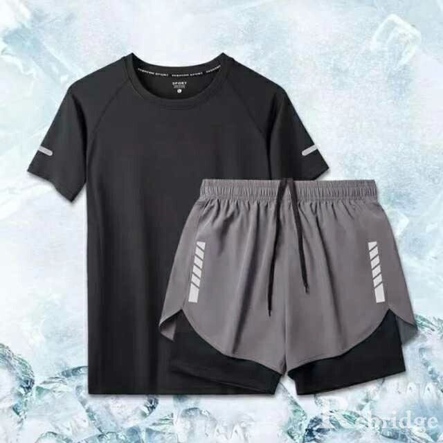 上下セット スポーツ水着 半袖 メンズ パパ セット かっこいい セットアップ 大きいサイズ tシャツ ショートパンツ 大きいサイズ 海パン 半袖 男性用 パパ水着 ラッシュガード ブラック グレー Tシャツ ジム スポーツジム プール 送料無料