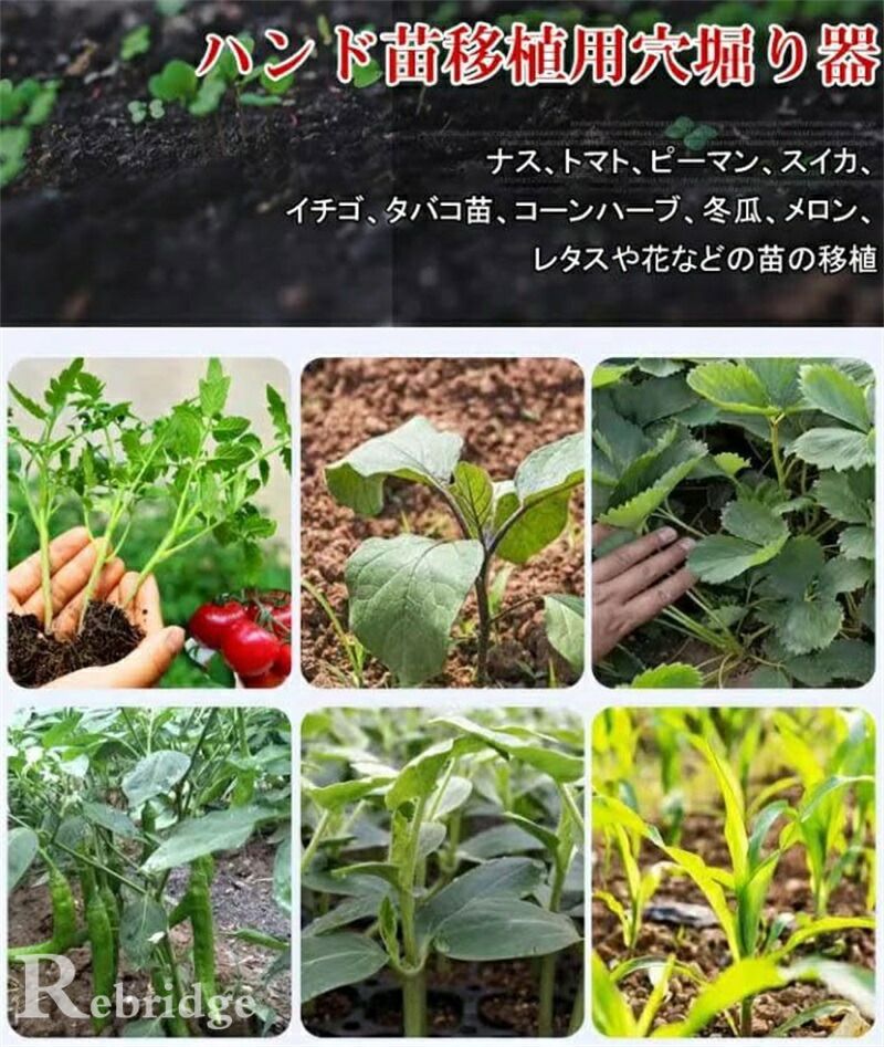 ハンド 苗移植用 穴堀り器 移植機 苗穴掘り 野菜 種まき 移植 植え付け用 穴あけ用...