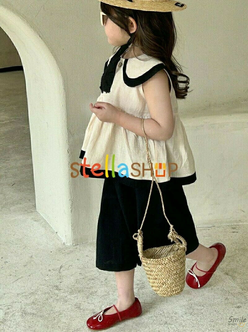 韓国子供服 セットアップ キッズ 女の子 綿麻 夏服 tシャツ ワイトパンツ おしゃれ 可愛い ベビー服 トップス カットソー 短パン ボトムス こども服 入学 入園 シンプル 誕生日 プレゼント 女児 幼稚園 140cm 130 120 110 100 90