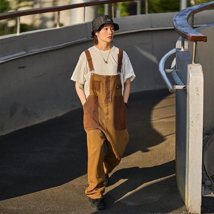 2way オーバーオール サロペット メンズ レディース 配色 作業着 サルエルパンツ ゆったり カジュアル オールインワン レディース ユニセックス バイカラー おしゃれ 秋 冬 春 夏 大きいサイズ 送料無料