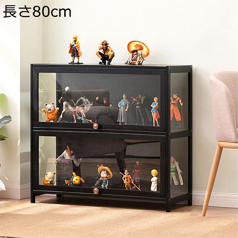 フィギュアケース 棚 アクリル コレクションケース フィギュア 天然竹製 透明パネル 防塵 ショーケース..