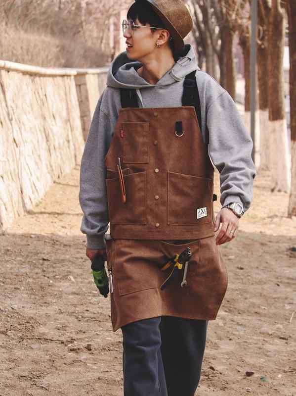 ガーデニングエプロン おしゃれ アメリカン アウトドア レトロ 耐摩耗性 キャンプ メンズ レディース 男女兼用 デニム 作業服 イエロー グリーン ブルー フ...