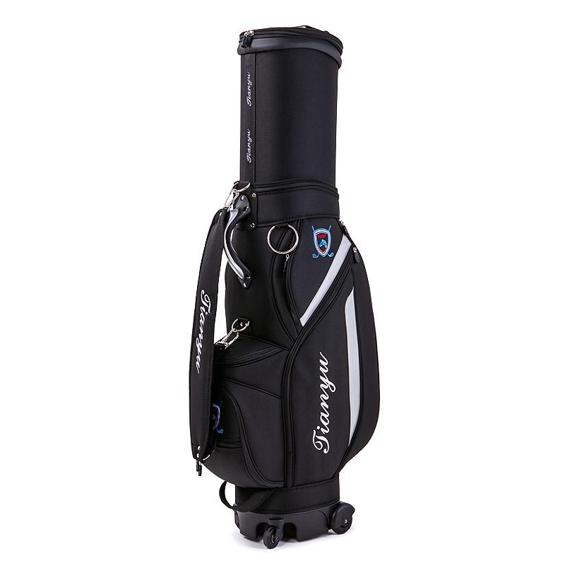 ゴルフ 男女兼用 伸縮式 多機能 トラベル キャディバッグ 航空機対応 4輪キャスター ブレーキ付き ブラ..