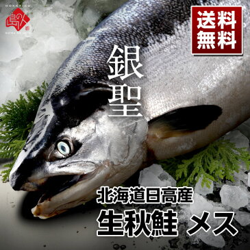 【9月上旬以降発送】生秋鮭「銀聖」(生筋子入り) 北海道 日高産 メス 3.5〜3.8kg 冷蔵【送料無料】旬の秋鮭を丸ごと一本お届け！銀聖、それはわずか2％程の鮭にしか与えられない貴重な称号ですさけ 鮭 シャケ 生 ブランド鮭 北海道産 グルメ