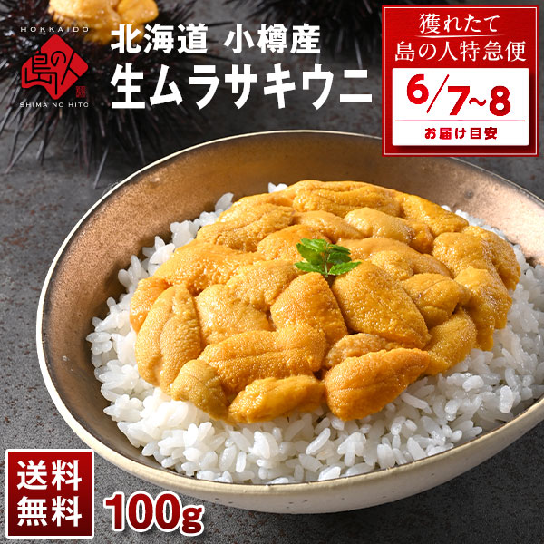 Rakuten - 【6月7日～8日お届け】うに 北海道 小樽産 生ムラサキウニ 100g【送料無料】小樽 雲丹 無添加 生うに 塩水パック 塩水ウニ ギフト グルメ 食品 食べもの 海鮮 海産 寿司 贈り物 お取り寄せグルメ お中元 御中元