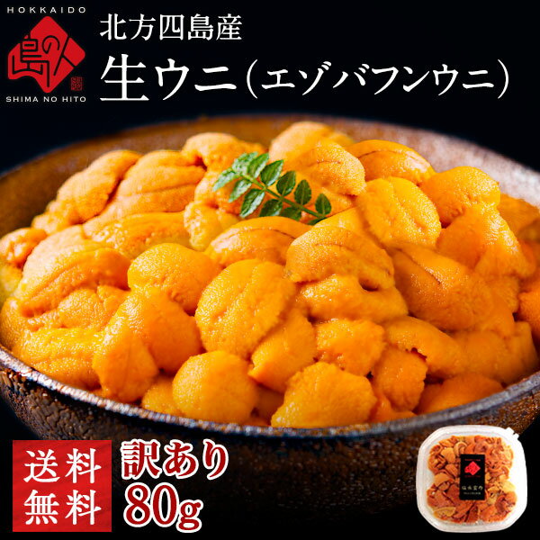 うに 天然生エゾバフンウニ 80g 北方四島産【送料無料】【色が赤い訳あり品】北海道 生うに 塩水 パック 雲丹 バフンウニ 海鮮 海産物 食べ物 食品 お取り寄せグルメ 無添加