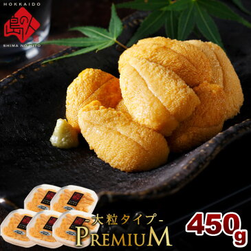 うに 北海道 礼文・利尻島産 プレミアム生キタムラサキウニ 450g(うに丼5杯分)【送料無料】全体の3％程の大きい粒を選りすぐり雲丹 無添加 生うに 塩水パック 塩水ウニ ギフト グルメ 食品 食べもの 海鮮 海鮮丼 寿司 贈り物 お取り寄せグルメ ミョウバン未使用