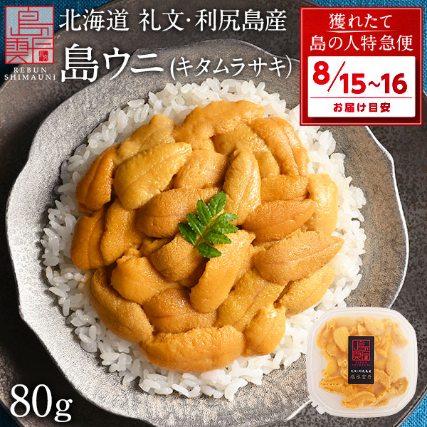 【8月15日～8月16日お届け】礼文・利尻島産 生キタムラサキウニ 80g天然 うに 北海道 無添加 雲丹 生うに 塩水パック 塩水ウニ ギフト グルメ 食品 食べ物 海鮮 海産 寿司 お取り寄せグルメ ミョウバン未使用 内祝い お返し プレゼント 高級 お中元 御中元 夏ギフト