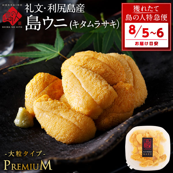 【8月5日～8月6日お届け】利尻島 仙法志産 プレミアム 生キタムラサキウニ【送料無料】大きい粒を選りすぐり北海道 雲丹 生うに 塩水パック 塩水ウニ ギフト 海鮮 海鮮丼 寿司 贈り物 お取り寄せグルメ ミョウバン未使用 高級 残暑見舞い