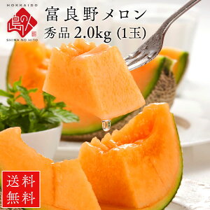 【6月下旬お届け】 北海道 富良野 メロン 2.0kg (1玉) 秀品 【送料無料】お土産 お取り寄せ ギフト 北海道 メロン 食べ物 食品 ふらの 果物 グルメ フルーツ 贈答 贈り物 御中元