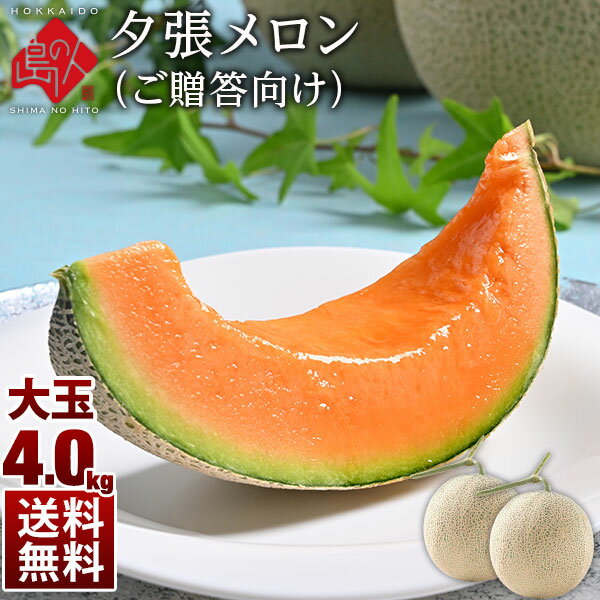 【先行予約】夕張メロン 4.0kg(特大2玉詰)共撰優品(糖度11％以上)【送料無料】【ご贈答向け】メロン ゆうばり 北海道…