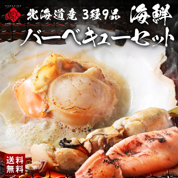 北海道産 3種9品 海鮮バーベキューセットお取り寄せグルメ 帆立 刺身 冷凍 牡蠣 カキ イカ 烏賊 プレゼント グルメ ギフト 内祝い お返し 北海道 食品 海鮮 食べ物 海産物 BBQ