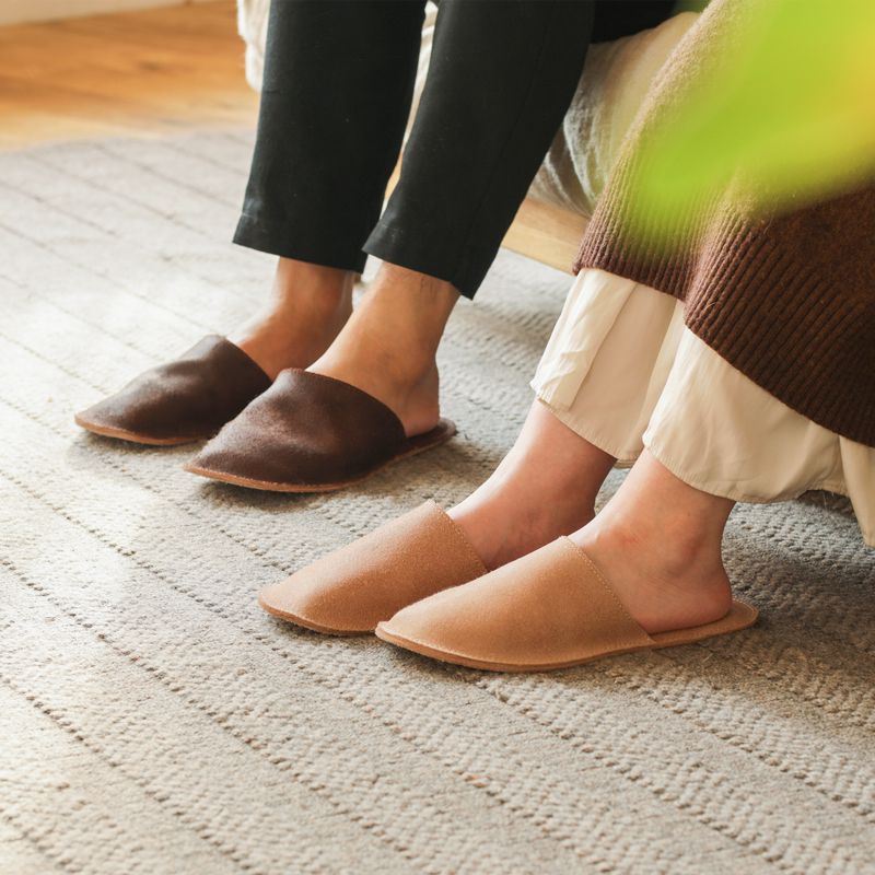 レザー ルームシューズ スリッパ 牛革 床革 メンズ 25.5〜27.5cm ナチュラル ブラウン ヴィンテージ 日本製 おしゃれ