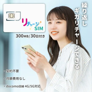 リチャージSIM 物理プリペイドSIM スターターキット ギガリチャージで繰り返し利用可能 契約不要 月額費用なし レンタル不要 買切り ネットワーク専用 ドコモ回線 プリペイド データSIM 格安SIM リチャージWiFi