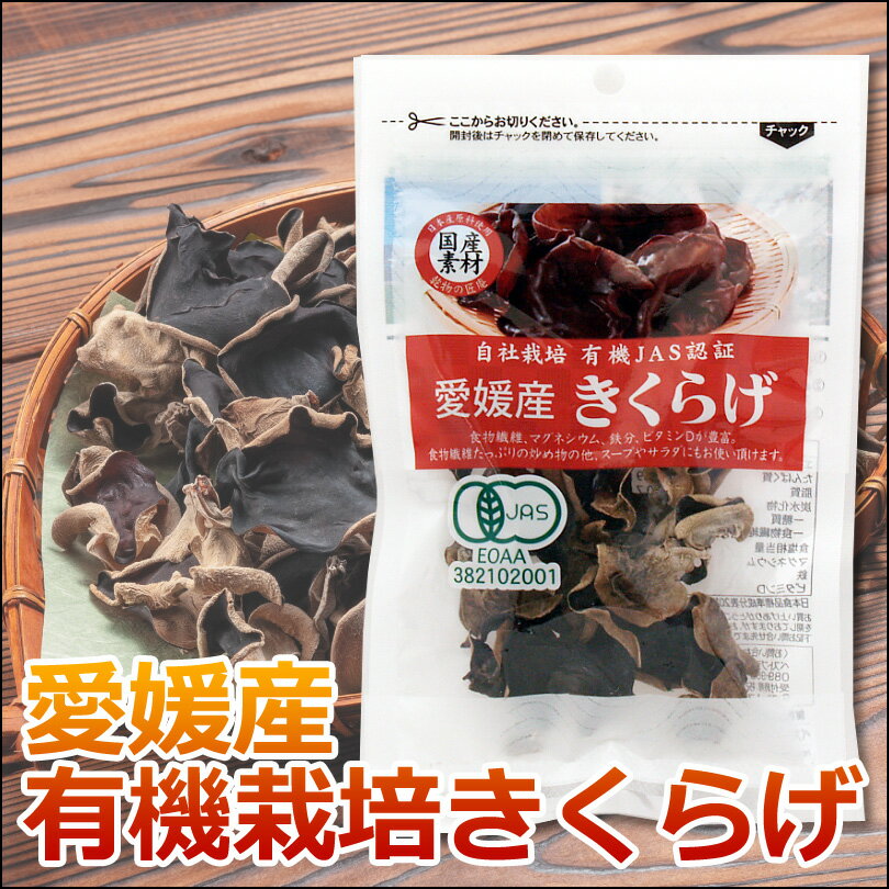 商品名 商品名： 『国産素材』愛媛県産 有機きくらげ 10g 商品について 商品について： 原材料：有機あらげきくらげ（愛媛県産） 内容量：10g 賞味期限：1年 保存方法：高温、高湿、直接日光を避けて保存してください。 メール便（2個まで同梱可） 1．お買い上げ2，980円（税抜）以上で、送料無料！ 2、本品はメール便対応商品の為、 　　（A）本品のみのお買上の場合 　　 メール便送料290円（別途）×お買上個数÷2の送料がかかります。 　　 例）本品3個ご購入の場合 　　　　　送料580円（メール便送料290円×2）がかかります。 　　（B）本品含む宅配便配送商品との同梱の場合は、 　　　　　宅配便送料がかかります。 例）本品1個と花かつお1個ご購入の場合 　　　　　　　お届け先が関東の場合は同梱して、送料600円でお届けします。 ※ お買い上げ商品に、メール便対応商品が含まれていた場合、 　　 購入時、及び、楽天市場からの自動返信メールでは 　　 送料が個数分入った状態で表示されますが、後程送料を修正し、 　　 店舗より「正式メール」を送らせていただきますので、ご安心ください。 メール便対応商品につきまして ・特にご指定がない場合はメール便にて発送いたします。 ・メール便1通ごとに送料290円が発生します。 ・メール便対応商品を複数ご購入の際、過剰に詰め込みますと配送時に商品が 　破損する恐れがあります。その場合、店側で複数の封筒に分ける可能性が 　ございます（○個まで同梱可能となっている商品を除く）。 　その際は正式メールにてご連絡いたします。 ・宅配便のほうが送料が安くなる場合、宅配便に切り替えて発送いたします。 ・配送方法に変更があった場合は正式メールにてご連絡いたします。 　必ずご確認ください。 メール便は宅配便と違い、ご自宅のポストに投函される配送方法です。 送料が安価でありますが、以下の点に十分ご注意ください。 ○配送日時指定はできません。 ○配達に一切の保障がつきません。配送後の紛失・盗難等の問題に関しては 　当店およびヤマト運輸での保障は一切されません。何卒ご了承ください。