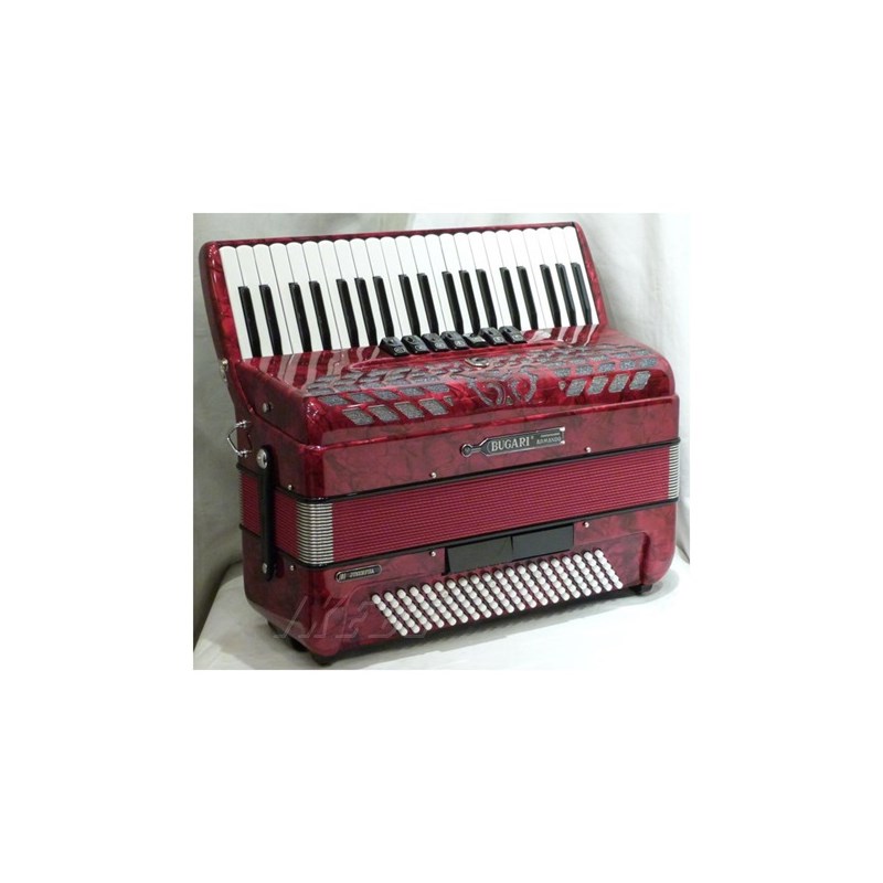 【夏のボーナスセール】134J RD【カラー：赤】 アコーディオン(1台限定・在庫限り！旧価格特価品) BUGARI 電子ピアノ・その他鍵盤楽器 アコーディオン