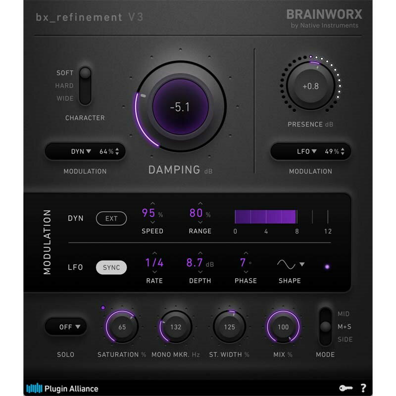 Plugin Alliance Brainworx bx_refinement V3 (プラグインアライアンス)(ブレインワークス)(ビーエックス_リファインメント V3)(オンライン納品)(2時間以内に納品) プラグインソフト