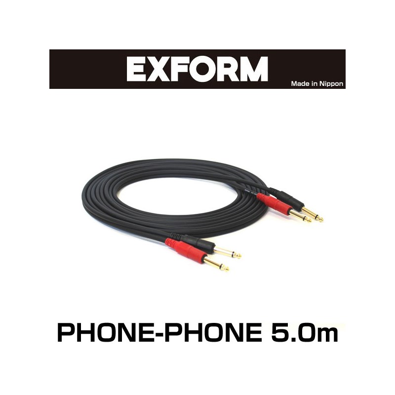 STUDIO TWIN CABLE 2PP-5M-BLK (PHONE-PHONE 1yA) 5.0m EXFORM DJ@ DJANZT[