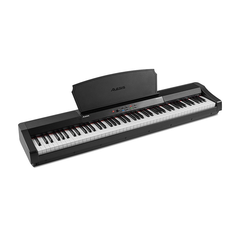 楽器種別：新品電子ピアノ/ALESIS 商品一覧＞＞電子ピアノ【15，000円〜40，000円】 商品一覧＞＞楽器・機材好きが集まる! イケベの鍵盤＆DTM・REC専門店です！【デジタル楽器特価祭り】PRESTIGE(イケベ独占！国内在庫限り完全台数限定超特価！)(※沖縄・離島送料別途お見積もり) ALESIS 電子ピアノ・その他鍵盤楽器 電子ピアノ商品説明★イケベ独占！完全台数限定・ハンマーアクション88鍵盤ピアノタッチ電子ピアノ超特価！国内取り扱いが在庫限りの為、完全台数限定のイケベ独占お買い得品です。この価格帯で迷ったらこれ！という程に充実した内容ですので是非この機会にお求めください。■楽曲制作用MIDIキーボードとしても使えるUSB端子搭載楽曲制作用にピアノタッチのMIDIキーボードが欲しいという方には「PRESTIGE」がMIDI鍵盤として役割も果たします。必要な環境を満たした上で、PRESTIGE背面のUSB端子からPCに接続していただき、楽曲制作ソフトやソフトウェアシンセサイザー等にデバイスを認識して利用していただければ、しっかり強弱の付けられるピアノタッチのMIDIキーボードとしてご使用いただけます。この価格でハンマーアクションのMIDIキーボードは凄くないですか？■音を伸ばせるフットスイッチ付「PRESTIGE」にはピアノの音を伸ばすサスティンペダル（ダンパーペダル）の役割をしてくれる簡易的なフットスイッチが付属しています。この価格帯ではペダル類が付いていない機種もありますので、しっかりピアノ演奏が出来る安心の装備です。■外部スピーカーにも接続し易いステレオLINE OUT等クラス最高峰の充実装備背面にはLINE OUT端子も搭載されている為、外部のモニタースピーカーやライブハウスのPA等に繋ぎバンド演奏等にご使用いただく事も可能です。この価格帯でL/Rを分けたステレオ出力が可能な機種は中々無いですよね。持ち運び用の簡易的な電子ピアノを使いたいという方にもお勧めです。■安心の国内正規代理店サポート商品には1年間のメーカー保証が付いており、国内正規代理店の「inMusic Japan」にてサポートを致します。製品には保証書は付いていない為、修理等のサポートを受けられる場合は購入証明として、購入時の画面のスクリーンショットやレシート、領収証等をサポートにご提示ください。お買い得要素盛り沢山の「ALESIS PRESTIGE」在庫が残っている内に是非お求めください！！↓スタッフによる記事も是非ご覧ください！88鍵ハンマーアクション鍵盤搭載デジタルピアノPrestigeシリーズは、ハイクオリティーなマルチサンプルボイスにより優れた演奏体験を実現。アコースティックピアノのようなタッチと自然なレスポンスで演奏を楽しむことができます。また、50Wを誇るスピーカーシステムのクリアなサウンドにより、優れた音響体験を実現しています。Prestigeの主な特長・タッチセンス付き88鍵ハンマーアクション鍵盤・スプリットモード/レイヤーモードで使用できる16音色を内蔵・最大同時発音数128音により豊かな響きを実現・クリアでリアルなサウンドを実現する50Wマイクロ・アレイスピーカーシステム内蔵(2x25W)・5種類のリバーブエフェクトを内蔵・キーボード全域を同じ音階から始まる2つのゾーンに分割できるレッスンモード・演奏の録音/再生が可能なユーザーソングモード・BPM30〜280 (毎分30〜280拍)まで調整可能なメトロノーム内蔵・ミキサー、アンプなど外部サウンドシステムに接続可能なラインステレオ出力端子(標準フォン 6.35mm)・スピーカーから音を出さず練習する際に便利なステレオヘッドホン端子を搭載（標準フォン 6.35mmとステレオミニ3.5mm）・レッスン用ソフトウェアやバーチャル・インストゥルメントの使用に便利なUSB-MIDI出力端子・サステインペダル、譜面台、電源アダプター付属仕様・鍵盤：88鍵　グレーデッド・ハンマー・アクション鍵盤・最大同時発音数：128 音・内蔵音色：16音色・デモ・ソング：10 曲（ピアノ）・メトロノームテンポ設定範囲：30〜280BPM・内蔵スピーカー： Total Amp Power: 50 W (25 W x 2) ? Woofers: (4) 2.5 woofers ? Passive Radiators: (4) 2.5 passive radiators・接続端子：1/4 (6.35 mm) TRS line outputs x 21/4 (6.35 mm) TRS headphone output1/8 (3.5 mm) TRS headphone output1/4 (6.35 mm) TRS sustain pedal input3-Pedal DIN connectorUSB Type-B portPower adapter inlet・電源：電源アダプター（付属：DC12V、3A、センター＋）・サイズ：約132.2 x 29.7 x 14.9 cm（W x D x H）・重量：約 12.8kg■優れたサウンドと自然なタッチAlesis Prestigeは16種類のリアルな内蔵音色を備え、本格的なピアノ演奏を実現する88鍵ハンマーアクション鍵盤搭載のデジタルピアノです。プレミアムなマルチサンプルボイスと最大同時発音数128音により豊かな響きを実現。また、お部屋での配置に関係なく鮮やかに聞こえる50Wマイクロ・アレイスピーカーシステムを備え、アコースティックピアノのような迫力あるピアノサウンドを体感いただけます。頑丈かつコンパクトで軽量な設計のAlesis Prestigeは可搬性にも優れており、お好きな場所で演奏することが可能です。これらに加え、初心者からプロまで、あらゆる状況での演奏を楽しむことができる様々な機能を搭載しております。■美しいマルチサンプルボイスピアノは他の弦楽器や打楽器と同様とても表現力豊かな楽器です。優れた演奏を行うには、絶妙なニュアンスを表現することが重要です。Alesis Prestigeは、マルチサンプリングテクノロジーにより生みだされた16種類の内蔵音色により、まるでアコースティックピアノのような自然なレスポンスで演奏をお楽しみいただけます。また、最大同時発音数128音と、50Wを誇るスピーカーシステムのクリアなサウンドにより、優れた音響体験を実現しています。■充実した機能と直感的コントロールピアノの練習や演奏の披露に必要な機能が充実しています。レッスンモードでは、キーボード全域を同じ音階から始まる2つのゾーンに分割することができますので、キーボードの左側と右側でピアノの先生と生徒さんの二手に分かれてレッスンを行うことができます。演奏の練習に不可欠なメトロノームも内蔵しており、ユーザーソングモードではご自分の演奏を録音/再生することが可能。上達の成果を確認することができます。また、レイヤーモードやスプリットモード、5種類のリバーブエフェクトを使用すれば演奏の幅を大きく広げることができます。トップパネルからサウンドの設定を直感的に操作することができます。また、50Wを誇る内蔵スピーカーシステムではクリアなサウンドを実現。ラインステレオ出力端子にミキサー、アンプなどの外部サウンドシステムを接続すれば、ステージでのパフォーマンスやスタジオでの使用も可能です。また、深夜の練習などに最適なヘッドホン出力端子も2系統装備しており、あらゆるシチュエーションでの演奏をお楽しみいただけます。■Melodicsのインタラクティブなフリーレッスン60回分付属Melodicsはコンピュータやタブレットなどにダウンロードして使用できるピアノレッスン用ソフトウェアです。楽しみながらキーボードのスキルアップができます。Melodicsには様々なレッスンがあり、自分のペースでレッスンを進めることができます。現代の音楽ジャンルの楽曲を再生しながら練習し、フィードバックを受けることができます。■3ヶ月間のSkooveプレミアムオンラインレッスン付きSkooveではすべてのレッスンでバーチャルガイドの指導を受けることができ、バーチャルガイドが練習中の演奏を聴きながらリアルタイムでフィードバックします。サポートが必要なときは、Skooveの経験豊富なミュージシャンチームが1対1であなたの質問にお答えします。毎月新しいレッスンが追加されるので新鮮な気分でレパートリーを増やし続けることができます。また新しい音楽理論のヒントやテクニックを使ったピアノ・ゲームも用意されています。■TakeLessons | Liveによる2ヶ月間の無料オンラインレッスン付きアメリカ最大のレッスンサービスTakeLessons | Liveでは、先生のオンライン指導を受けることができます。クラスメートと一緒に先生に質問したりしてレッスンを楽しみましょう。毎月たくさんのレッスンが用意されていますので、ご自分のペースでレパートリーを増やすことができます。イケベカテゴリ_キーボード_電子ピアノ_ALESIS_新品 JAN:0694318025482 登録日:2021/05/26 アレシス キーボード 電子ピアノ