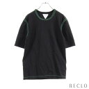 ボッテガヴェネタ BOTTEGA VENETA Tシャツ コットン ブラック グリーン カラーステッチ 【中古】