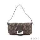 フェンディ FENDI マンマバケット ズッカ ハンドバッグ キャンバス レザー ブラウン ダークブラウン 26424 【中古】